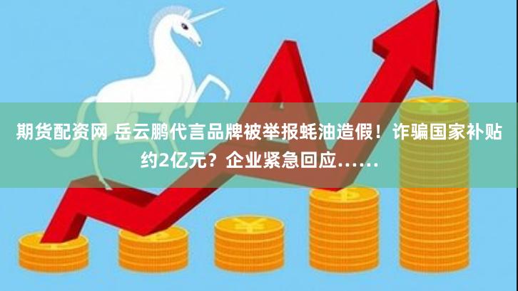 期货配资网 岳云鹏代言品牌被举报蚝油造假！诈骗国家补贴约2亿元？企业紧急回应……